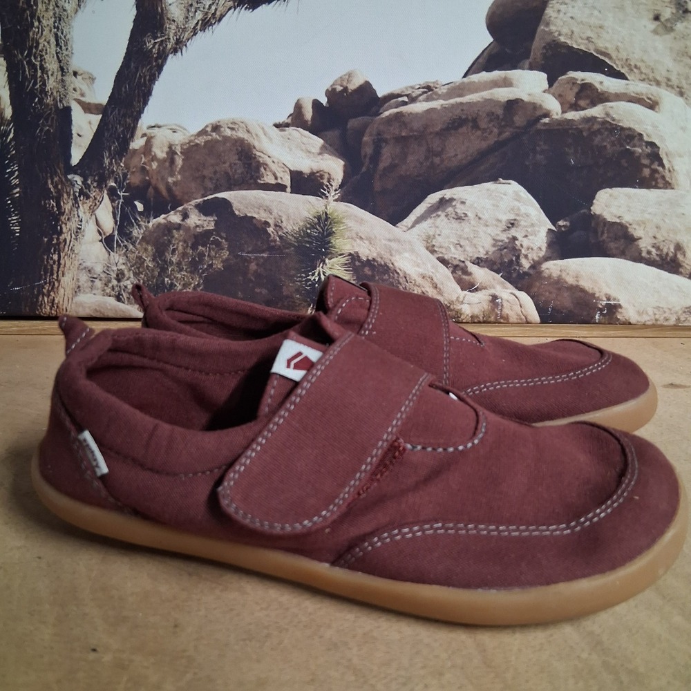Splay Freestyle Barefoot Shoes Burgundy Canvas Hook Loop Mens 6 Womens 8 Maroon